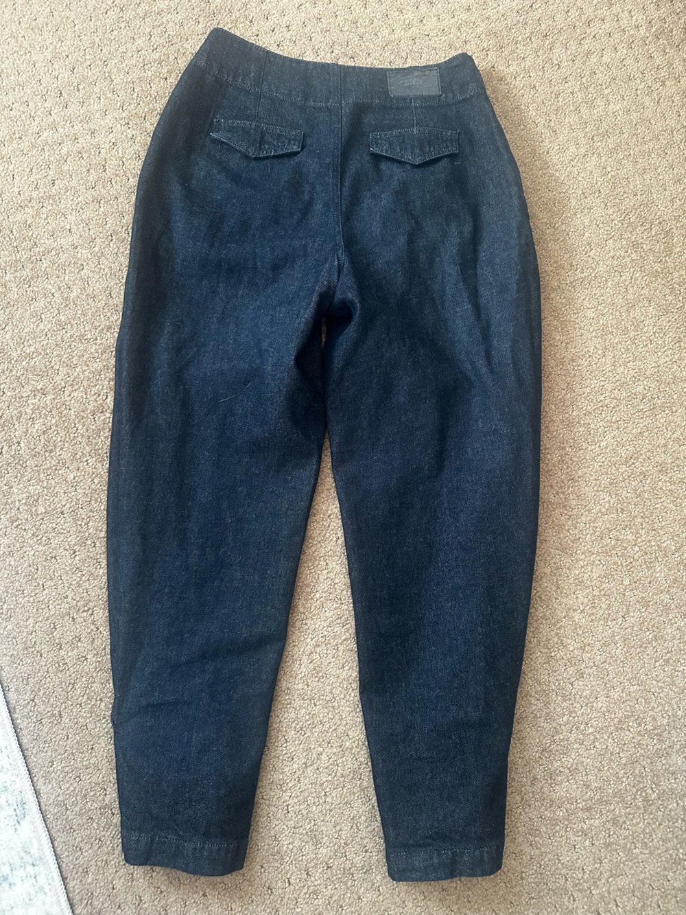 Zara women’s barrel leg Dark Indigo Jeans